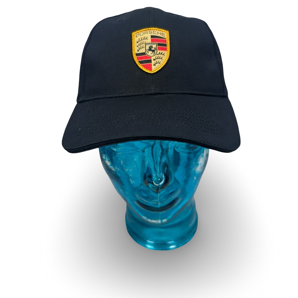 Porsche Baseball Cap Crest Black WAP0800050C Mens Cotton Strapback Hat NWT